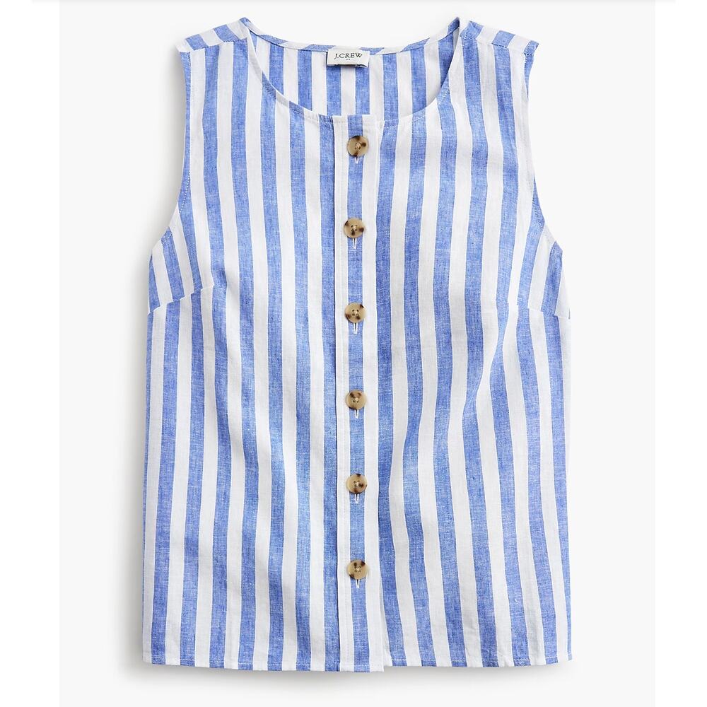 J.CREW Factory Striped linen blend Tank Size XS NWT CK742 - Picture 1 of 16